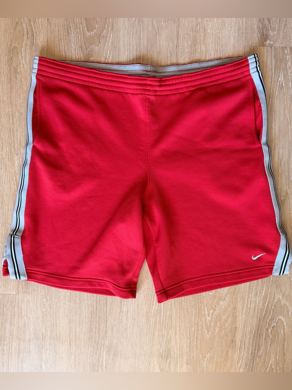 Nike Red Athletic Shorts with White Waistband Trim